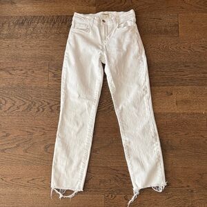 L’Agence White Straight-Leg Raw Hem Jeans